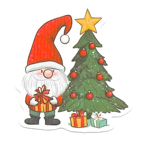 Adesivo gnomo natale albero - adesivo,