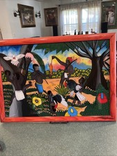 Opera d'epoca di Alexis N Jom 1983 luminoso e colorato bellissimo dipinto