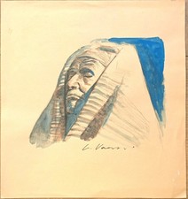 LUCA VANNINI Tavola originale Dipinto Faraone Tex Julia Acquerello Firmato 