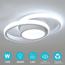 Comly Moderno Plafoniera LED 32W 6500K Lampada da Soffitto Rotonda Soggiorno