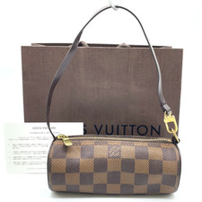Autentico Louis Vuitton Damier Ebene Papillon N51303 solo pochette con sacchetto di carta i100594