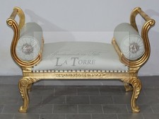 Dormeuse panca pompeana divano panchetta legno oro ecopelle champagne AL1891