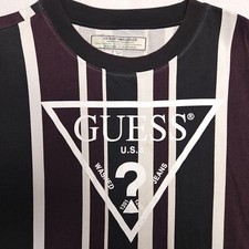 Guess Originals Short Sleeve Crew Neck T Shirt Mens Size L Black Maroon Vintage
