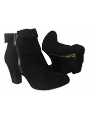 Stivaletti Camperos Tronchetto TATA Nero Oro Tacco boots Black Cerniera Scarpe