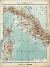 Carta geografica antica ITALIA CENTRALE SARDEGNA 2 Guerra Mond. 1940 Antique map