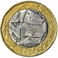 LOTTO N. 2 MONETE DA 1000 LIRE - ERRORE DI CONIO NELLA MAPPA - RARE - ANNO 1997