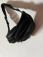 Marsupio Nero Vera Pelle Unisex Multi Pockets