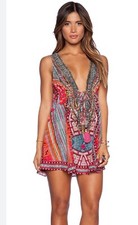 Camilla mini abito in seta scollo a V perline pom rosa con coulisse Swarovski...