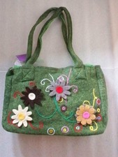 BORSA RETTANGOLARE A SPALLA LANA COTTA FIORI FIORELLINI ETNICO NEPAL