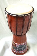 BONGO TAMBURO MUSICA IN LEGNO ARTIGIANALE  H 25 CM