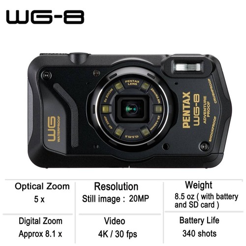 Ricoh pentax black - wg‑8, –