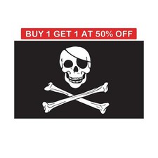 Large Jolly Roger Pirate Flag Skull Crossbones Caravan Camping Boat Kids