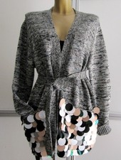 MARINA RINALDI Cardigan/Giaccone Melange Misto Lana Grandi Paillettes Tg 54 IT