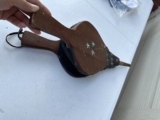 Soffiatore per camino vintage, antico, fatto a mano Giappone legno pelle