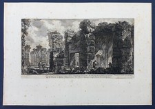 Piranesi stampa antica 1762 Via del Corso fondamenta chiesa S Maria in via lata
