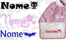 NOME +LOGO 5 PEZZI TERMOADESIVI NO TOPPE BAMBINI PER ASILO SCUOLA BAVAGLINO ECC
