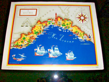 CARTINA GEOGRAFICA LIGURIA vintage -ARTI GRAF RICORDI- omaggio distributori ESSO