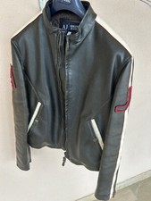 giubbotto uomo In Pelle Armani Jeans Tg 50 Vintage 