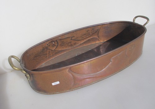Large antique copper pan fish - antique,
