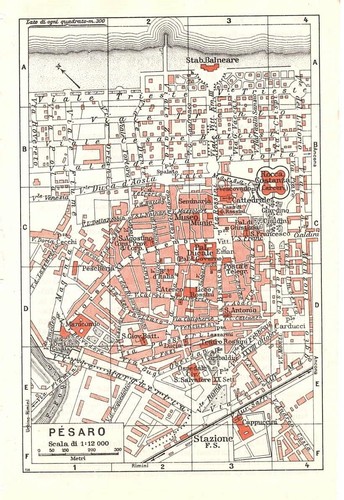 Carta geografica antica pesaro - geografica,