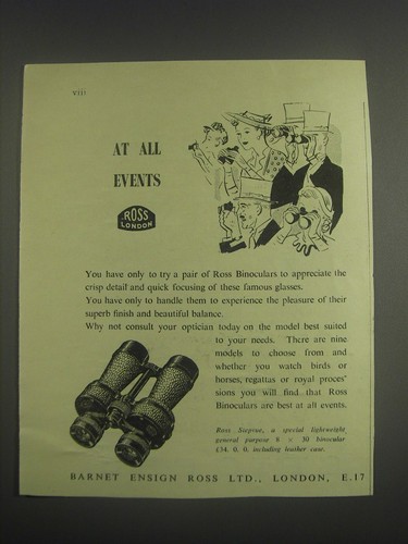 Pubblicità binocolo ross 1953 - binocolo,