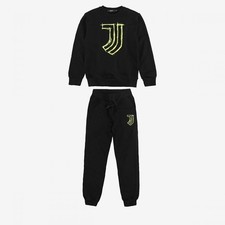 Tuta Felpa Nera Pantaloni Neri Logo Juventus Giallo Fluo Matita Lapis Bambino