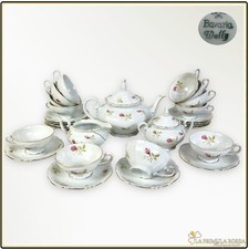 Servizio da tè the antico in porcellana bianca vintage bavaria motivo rose WELLY