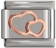 Bracciale rosa doppio cuore