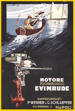 PUBBLICITA' 1920 EVINRUDE WENNER SCHLAEPFER MOTORE MOTOSCAFO NAVE BISCARETTI