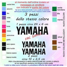 KIT ADESIVI 3 PEZZI  SCRITTA YAMAHA  VINILE PRESPAZIATO SENZA FONDO VARIE MISURE