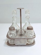 Oliera vintage di vetro antico in acciaio inox Set aceto sale pepe stuzzicadenti