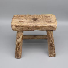 Vecchio sgabello da cucina robusto, mini panca, tavolino laterale Di legno