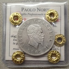 MONETA REGNO D'ITALIA 2 LIRE STEMMA 1863 -N- V.E II ARGENTO PERIZIATA BB