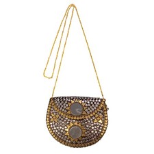 Ble Resort Collection - Borsetta a tracolla rigida con borchie in metallo argent