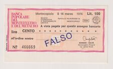 Miniassegni  Montefeltro - 100 lire NUMMUS KALOS "serie 4" con Timbro FALSO