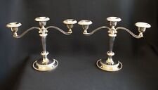 COPPIA DI CANDELABRI 3 FIAMME IN METALLO ARGENTATO SILVER IN STILE EPOCA '900