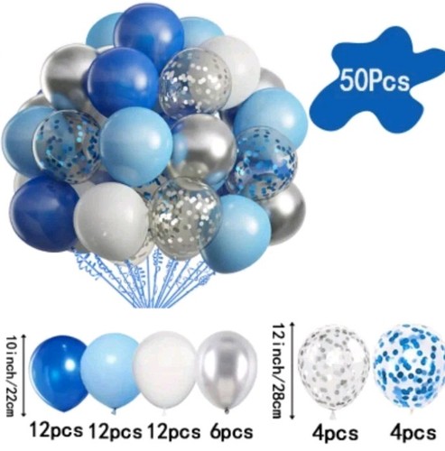 Pezzi palloncini blu e - 50,