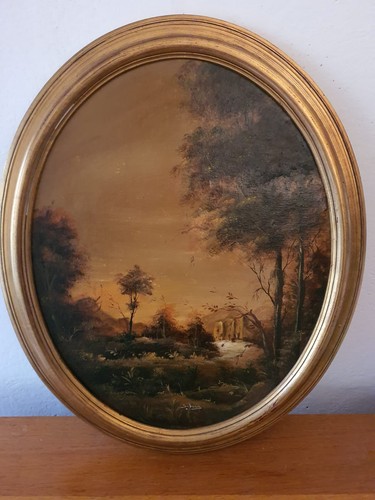 Quadro pittura olio ovale - pittura,