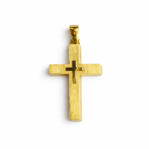 Ciondolo croce incisa - oro, 9