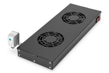 VENTOLA CON TERMOSTATO PER ARMADI RACK 19 CON 2 VENTOLE COLORE NERO