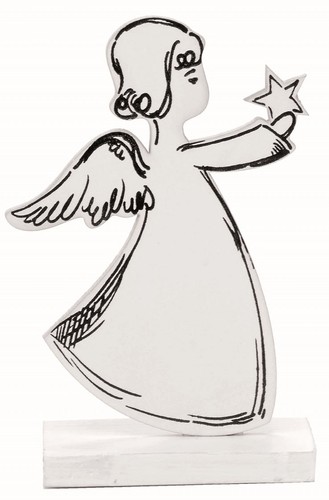 Angelo legno bianco - bianco, 20cm
