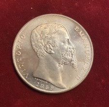 2466 - Riproduzione Moneta Italiana Re Eletto - Scudo 5 Lire  V.E. II 1859