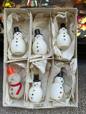 6 PALLINA NATALE vintage PUPAZZO NEVE snowman decorazione albero christmas vetro