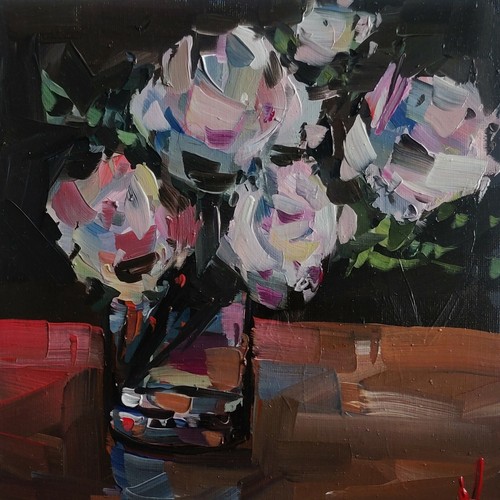 Rose bianche dipinto olio - rose,
