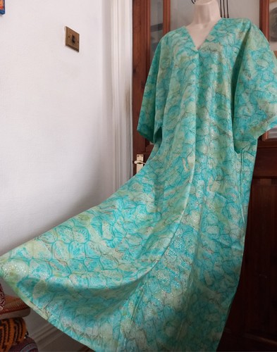 Maxi caftano blu - oro, nuovo
