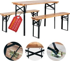 Set Birreria Tavolo e Panche Richiudibile da Giardino Balcone in Legno Esterno