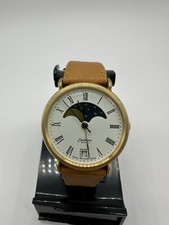 OROLOGIO VINTAGE EASTMAN ELEGANTE QUARZO FASI LUNARI UOMO TONO ORO/PELLE MARRONE