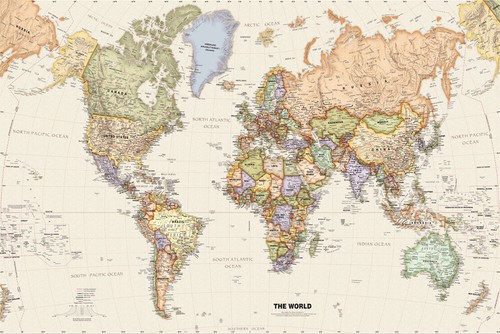 5x3ft grande mappa del mondo - del,