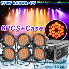 6x Par Faretto DMX 18 LED 6in1 RGBWA+UV 270W Luce di Sceno Spettacolo IP65 Impermeabile