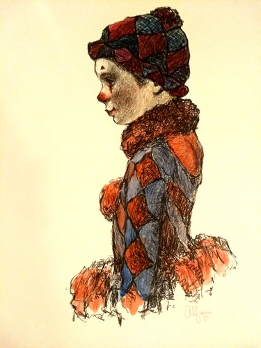 Litografia originale clown - originale, "clown"